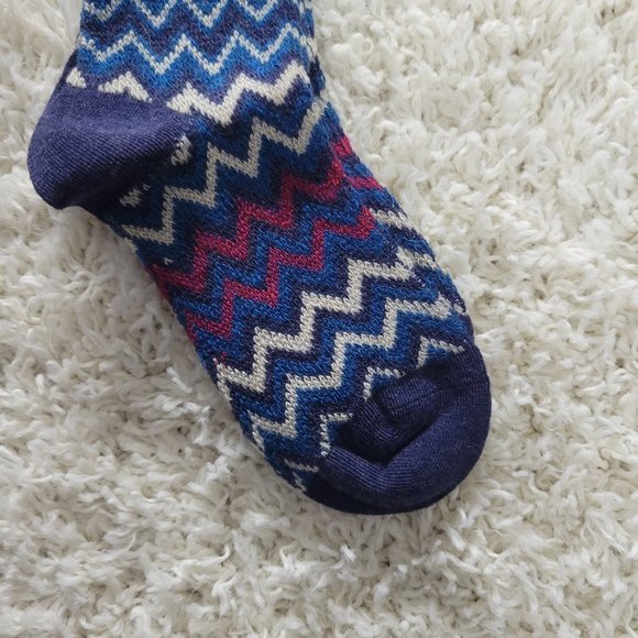 Over The Knee Socks Wool Chevron Stripe Long Boot Socks Boot Socks Blue - Picture 5 of 9